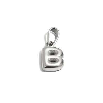 Silver Bubble Letter Charm - B