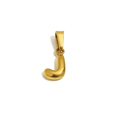 Gold Bubble Letter Charm - J