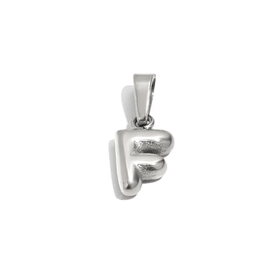 Silver Bubble Letter Charm - F