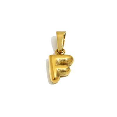 Gold Bubble Letter Charm - F