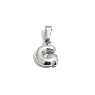 Silver Bubble Letter Charm - G