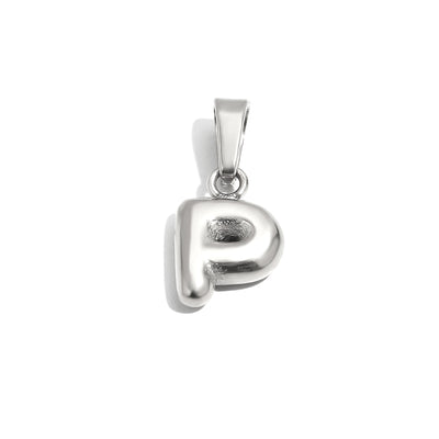 Silver Bubble Letter Charm - P
