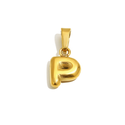 Gold Bubble Letter Charm - P