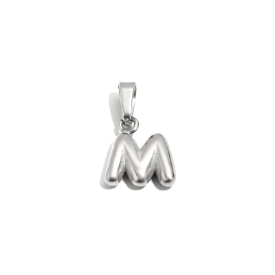 Silver Bubble Letter Charm - M