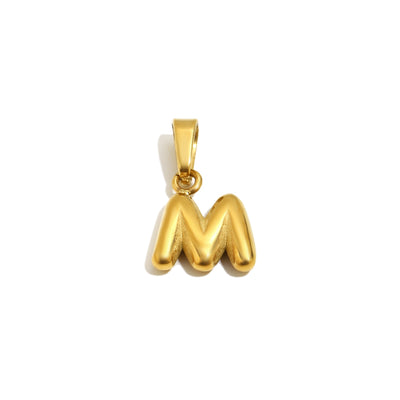 Gold Bubble Letter Charm - M