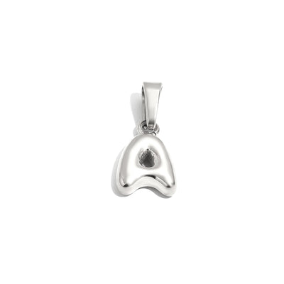 Silver Bubble Letter Charm - A