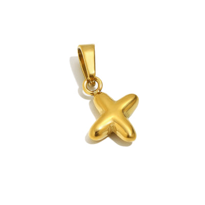 Gold Bubble Letter Charm - X