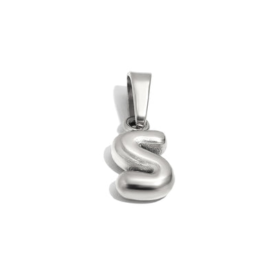 Silver Bubble Letter Charm - S