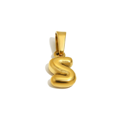 Gold Bubble Letter Charm - S