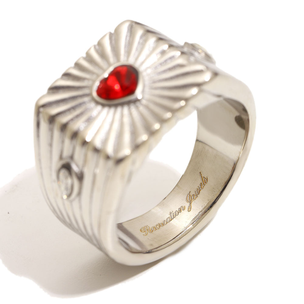Heather's Heart Ring In Silver And Red