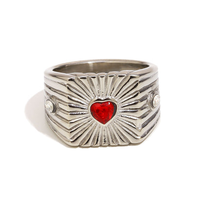Heather's Heart Ring In Silver And Red