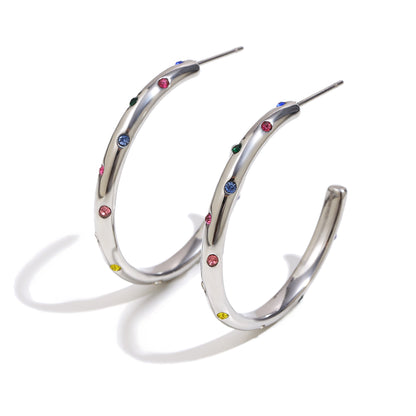 Zoe's Gemstone Hoops In Silver