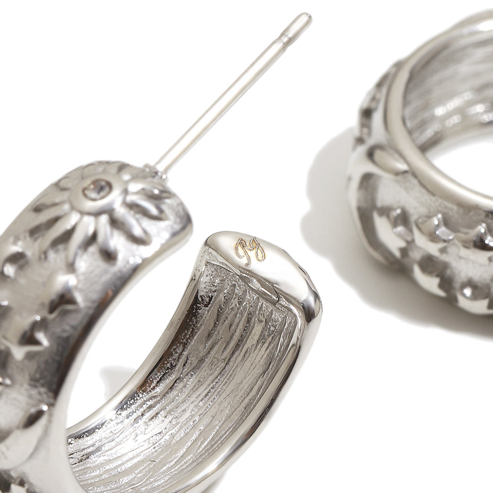 Maria's celestial earrings in silver