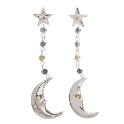 Eleanora's Moon And Star Earrings In Silver