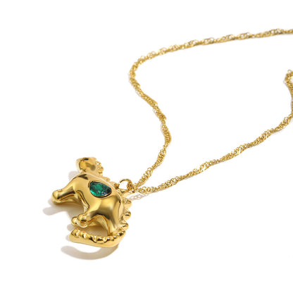 Bee’s Gold Green Dinosaur Necklace