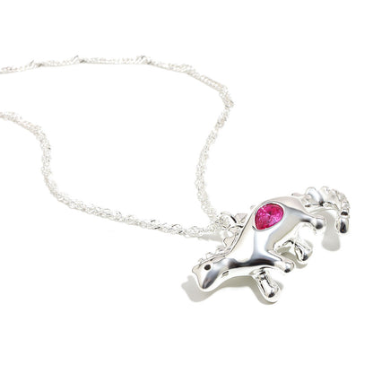 Bee’s Silver Pink Dinosaur Necklace