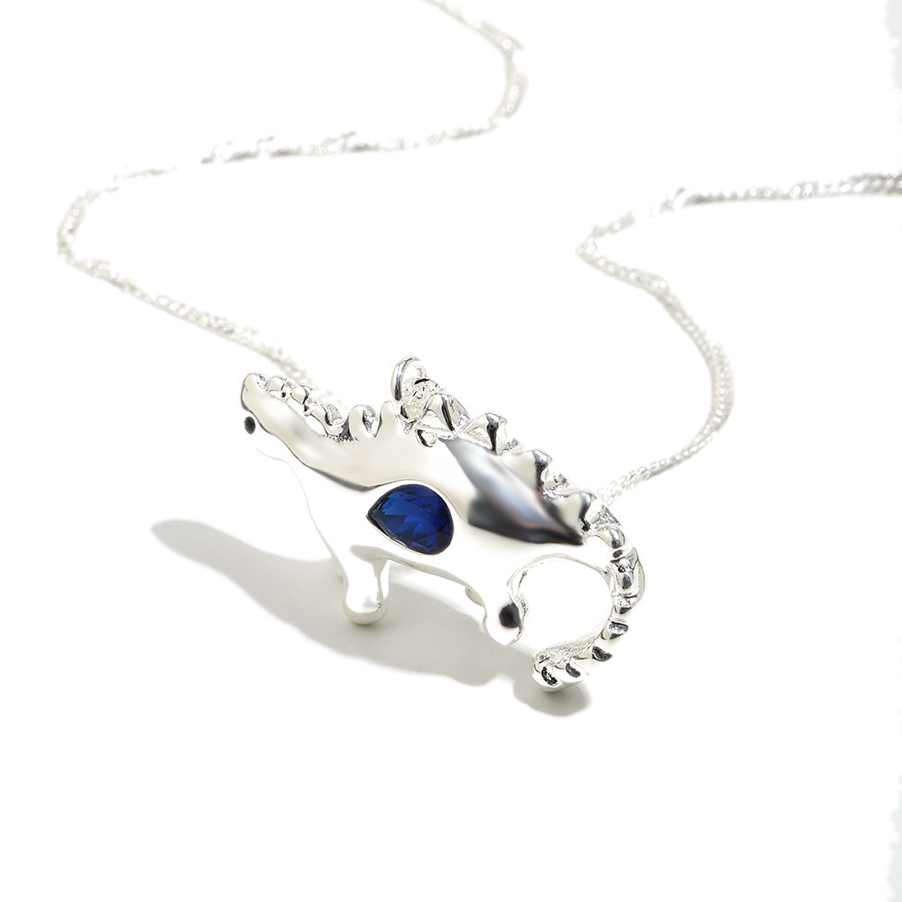 Bee’s Silver Blue Dinosaur Necklace