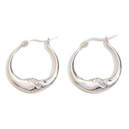 Selene's Moon Hoops In Silver