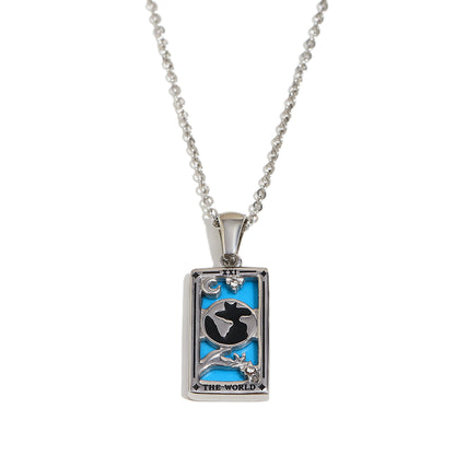 The World's Tarot Card Necklace In Silver
