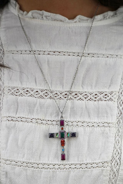 Ranee's colourful cross in Silver