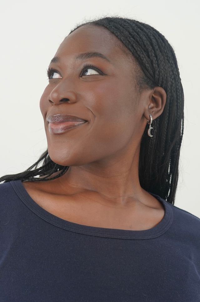 Maia’s Midnight sky huggies in silver