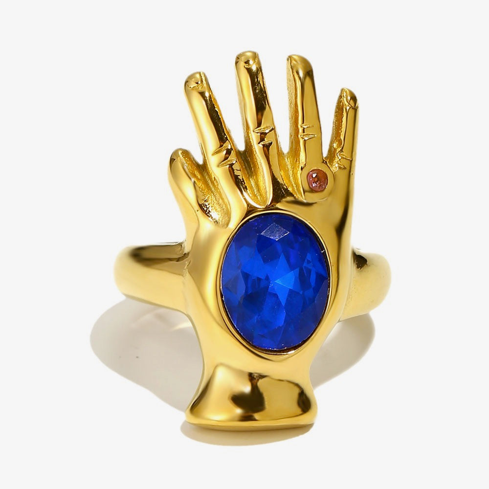 Meredith's Blue Palm Ring In Gold