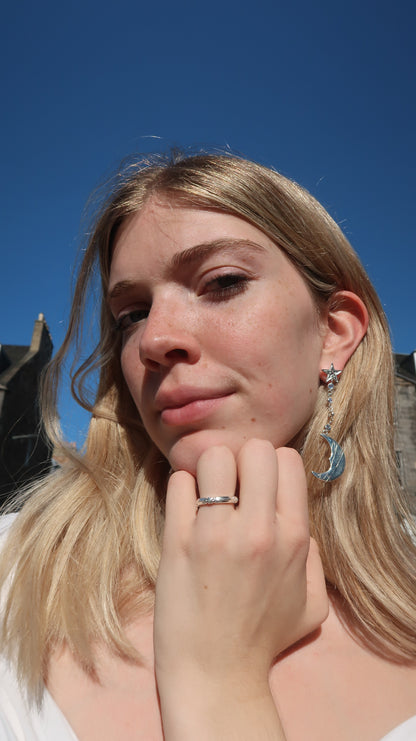 Eleanora's Moon And Star Earrings In Silver