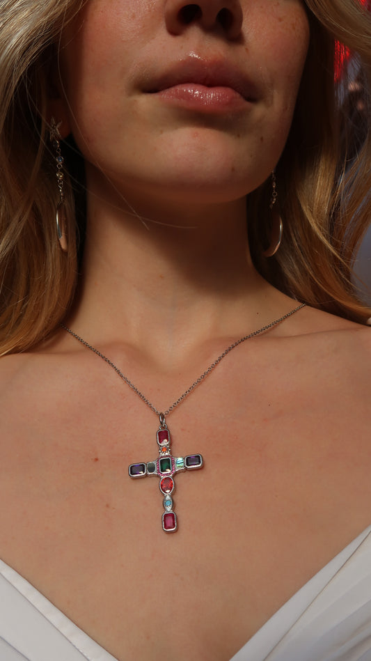 Ranee's colourful cross in Silver