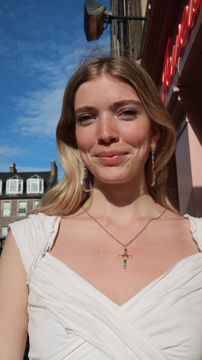 Claire's Rainbow Cross Necklace