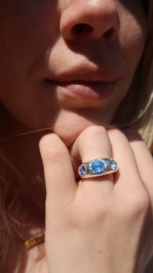 Sophie's Blue Gemstone Ring In Silver