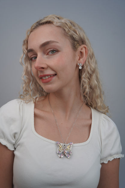 Natalia's butterfly necklace in silver