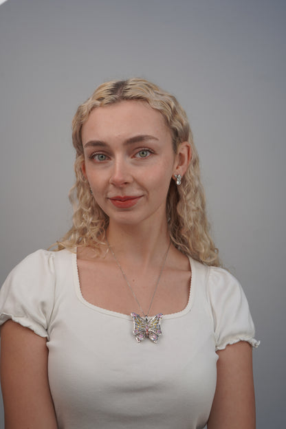 Natalia's butterfly necklace in silver