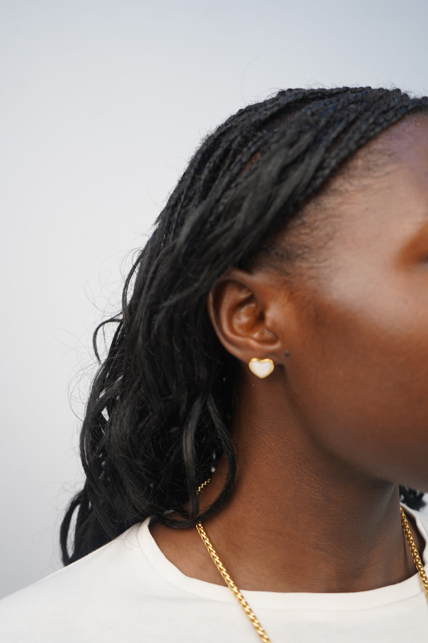 Viola's White Heart Studs