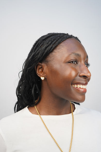 Viola's White Heart Studs