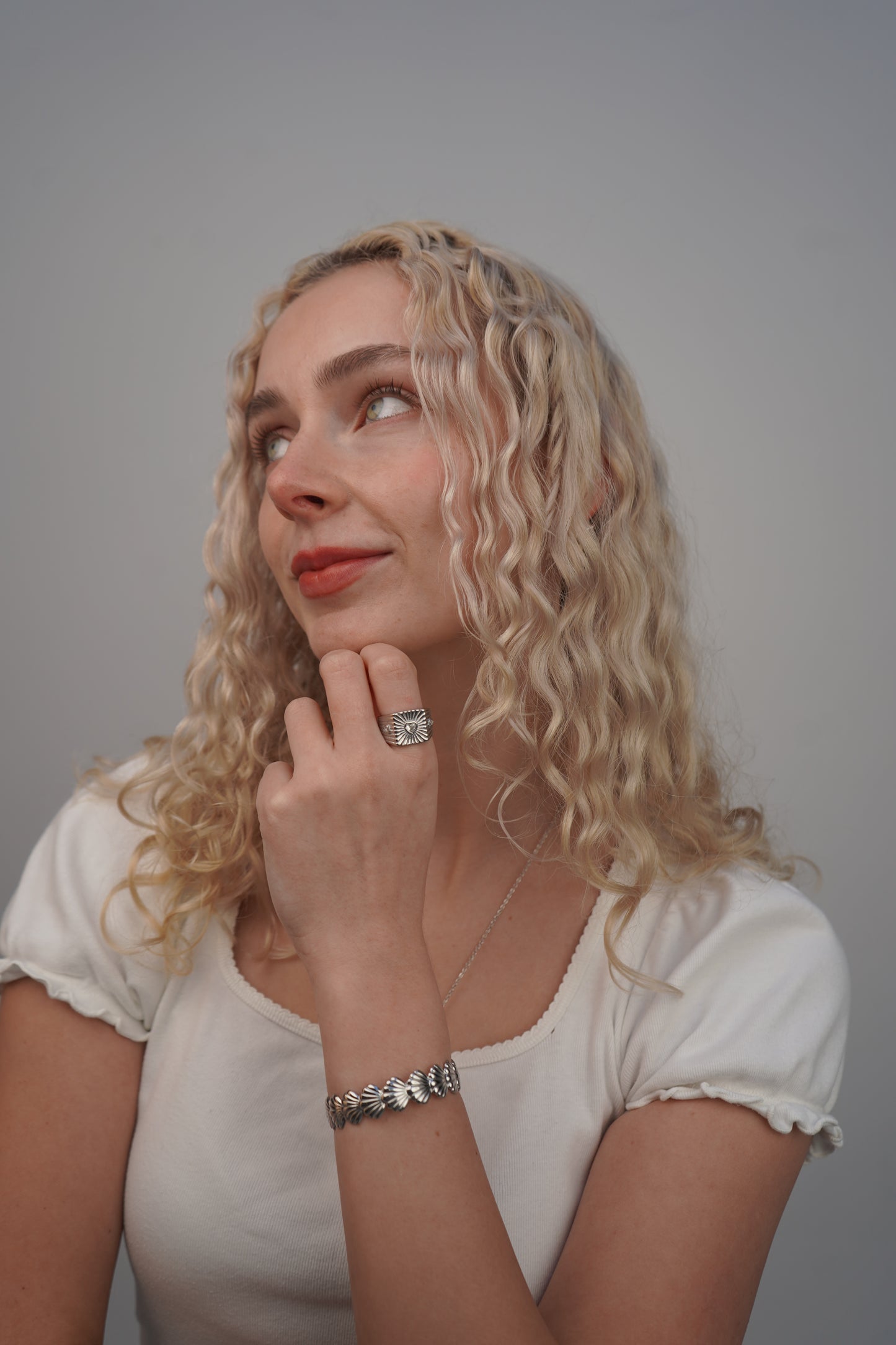 Heather's Heart Ring in Silver and White