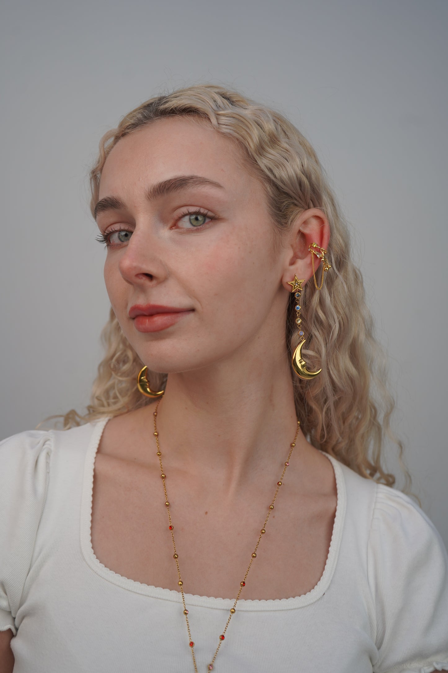 Eleanora's Star and Moon Drop Earrings