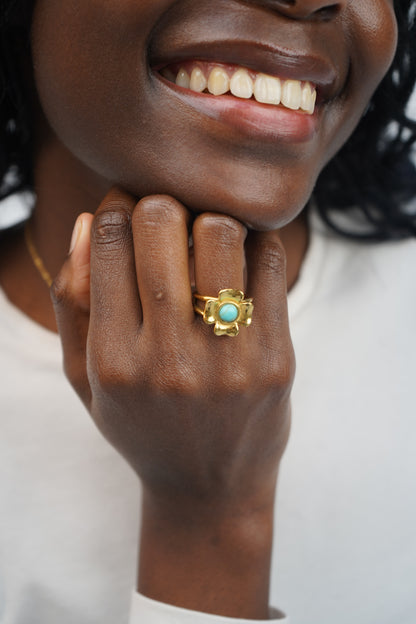 Riya's Flower Ring In Blue