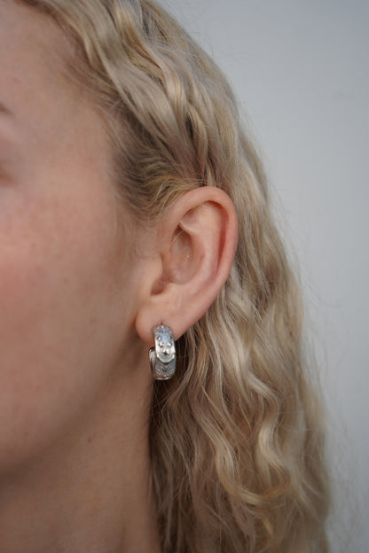 Maria's celestial earrings in silver
