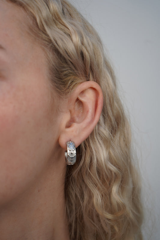 Maria's celestial earrings in silver