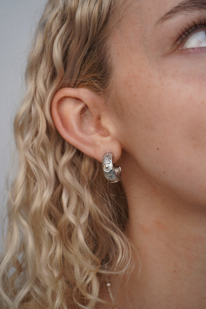 Maria's celestial earrings in silver