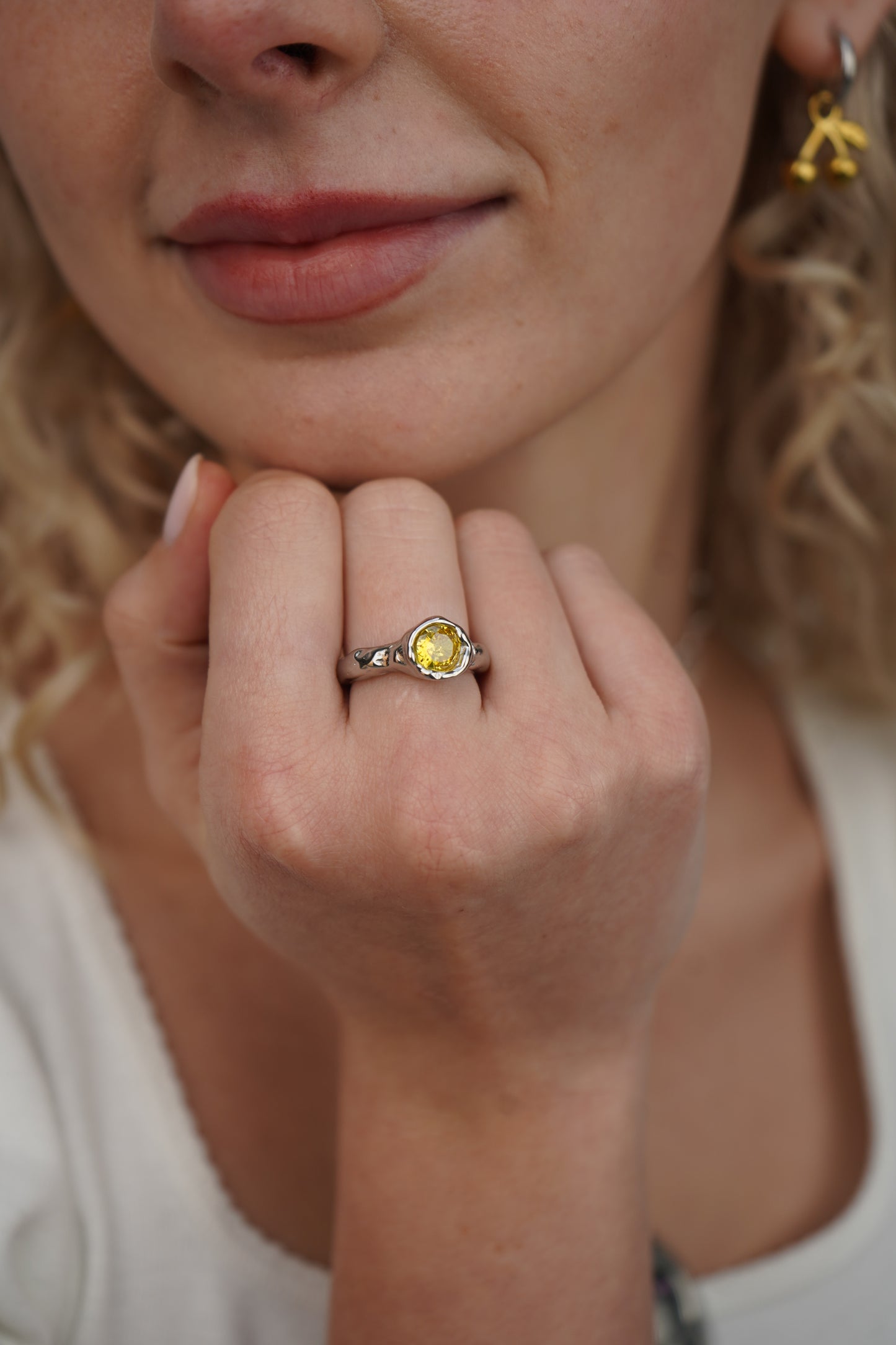 Antonia's Amber Ring In Silver