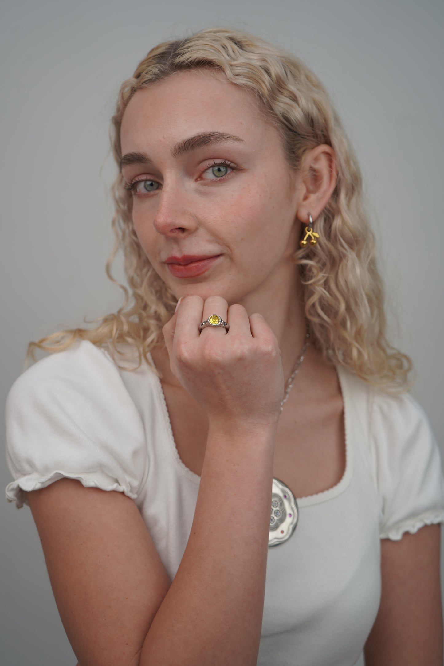 Antonia's Amber Ring In Silver