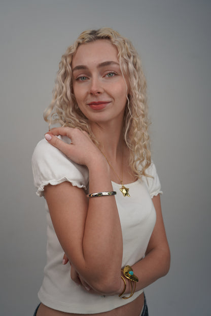 Florence’s Green Bangle In Silver