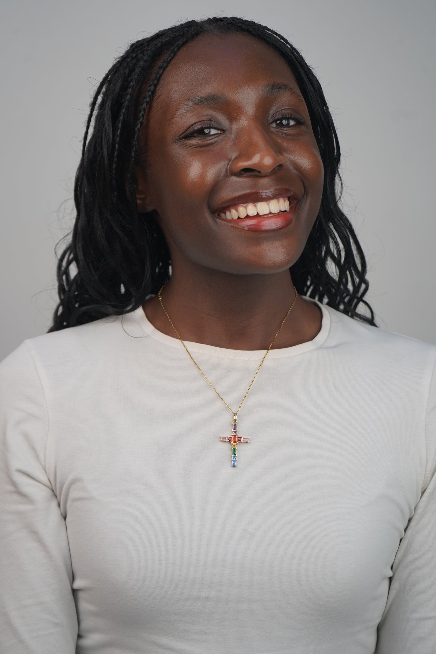 Claire's Rainbow Cross Necklace