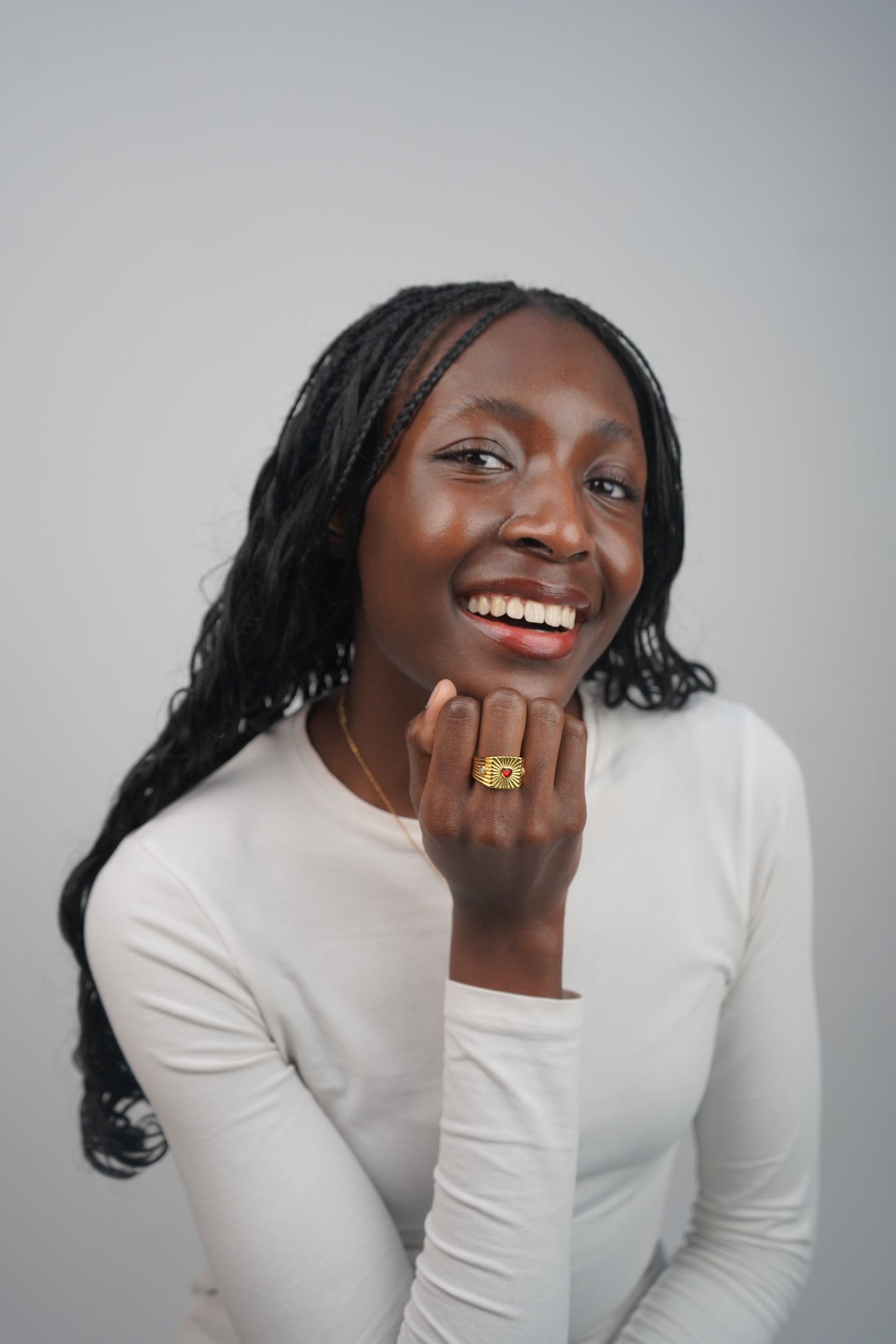 Heather's Heart Ring in Gold and Red