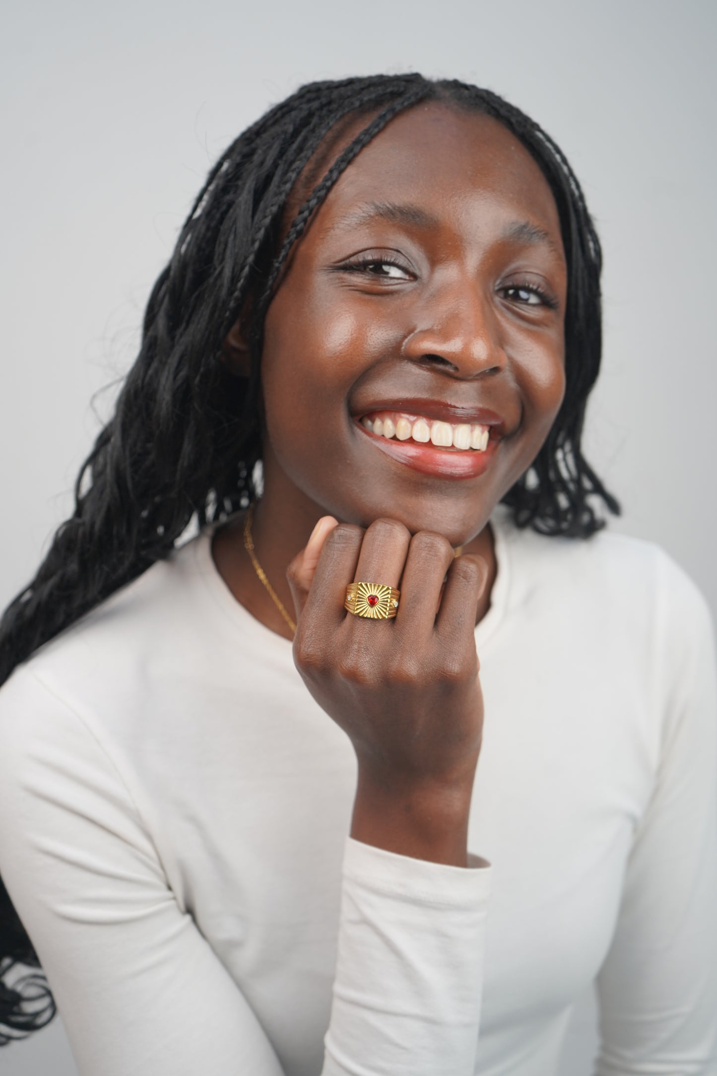 Heather's Heart Ring in Gold and Red