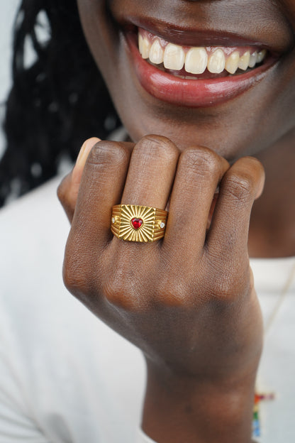 Heather's Heart Ring in Gold and Red
