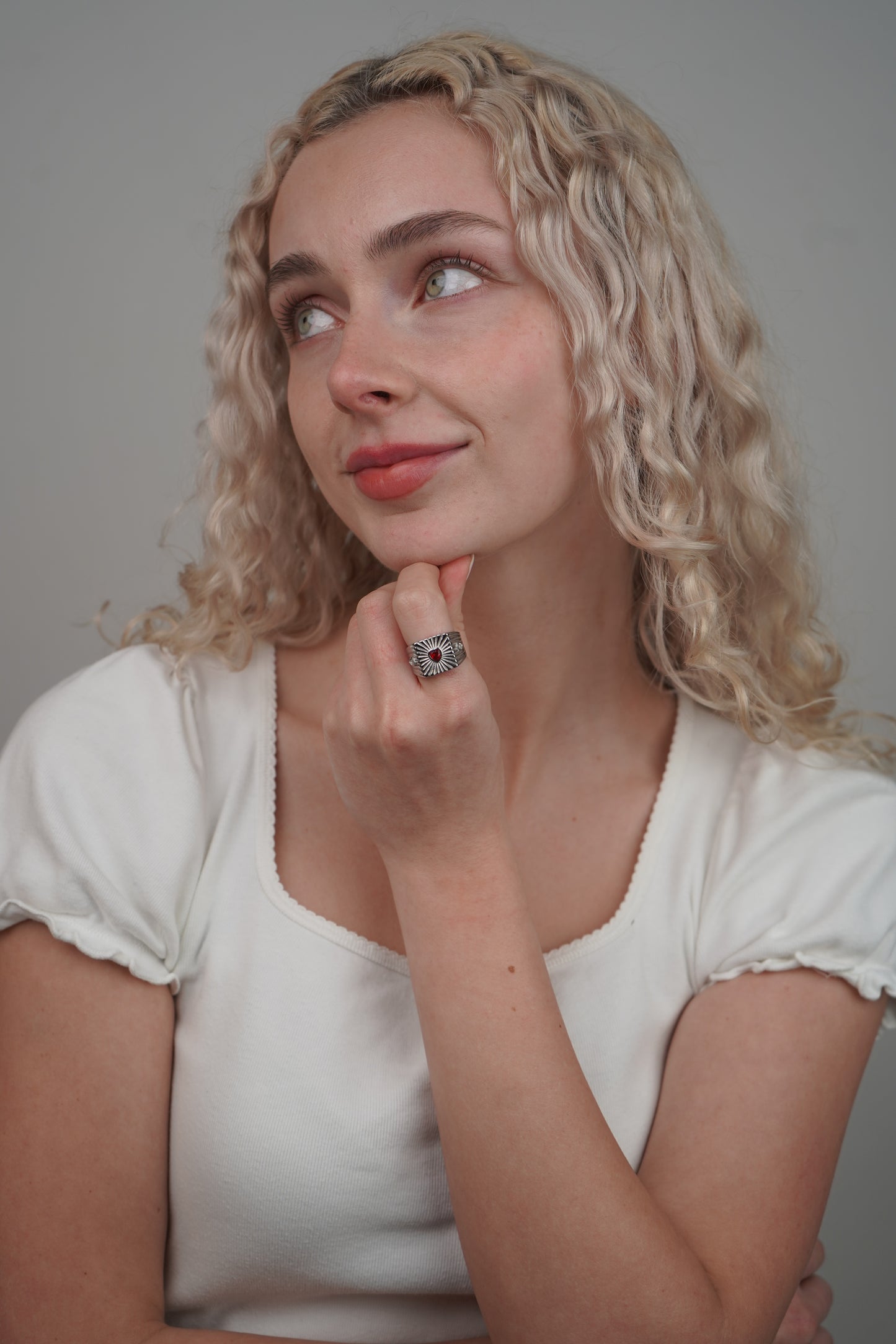 Heather's Heart Ring In Silver And Red