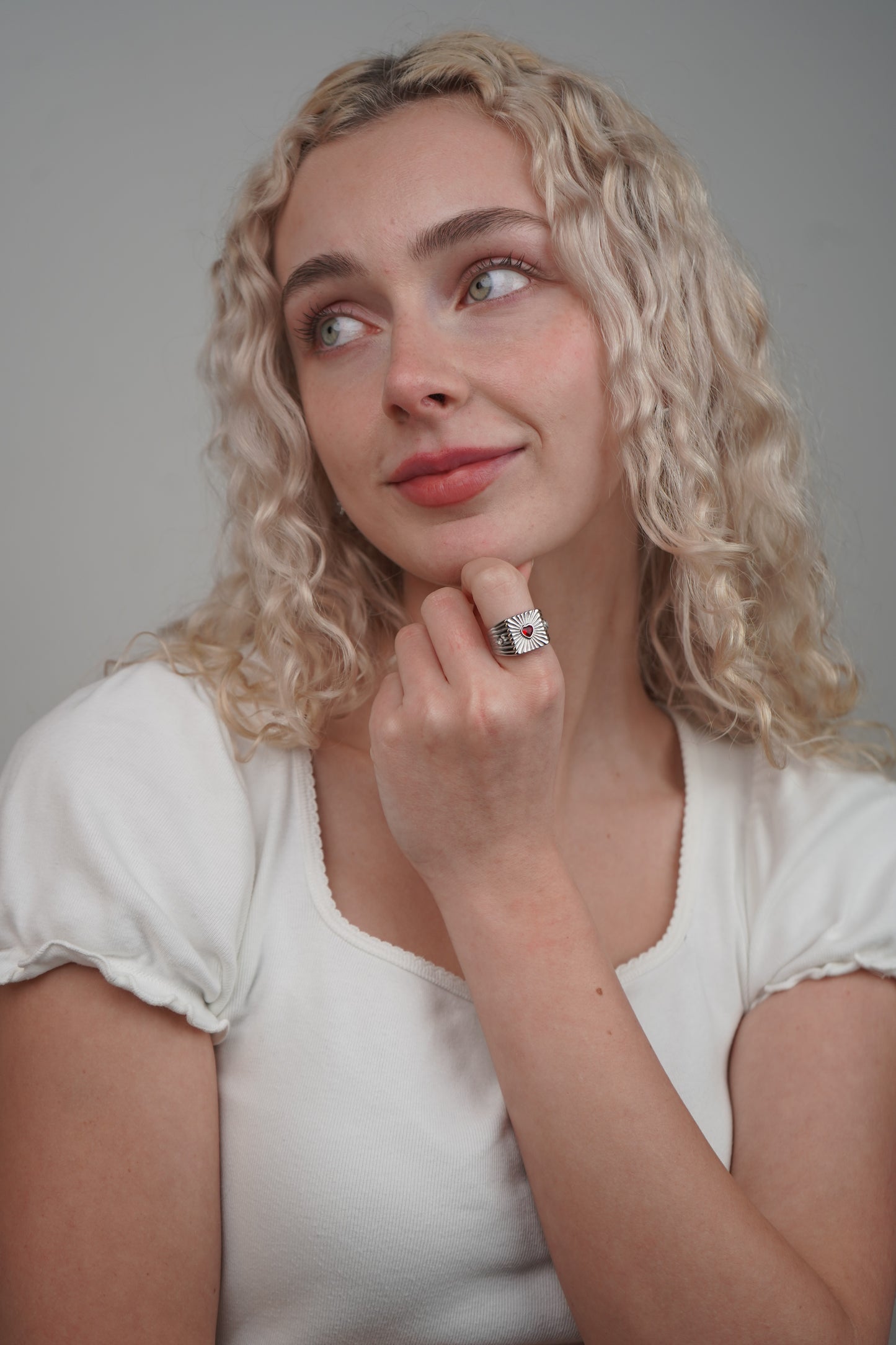 Heather's Heart Ring In Silver And Red