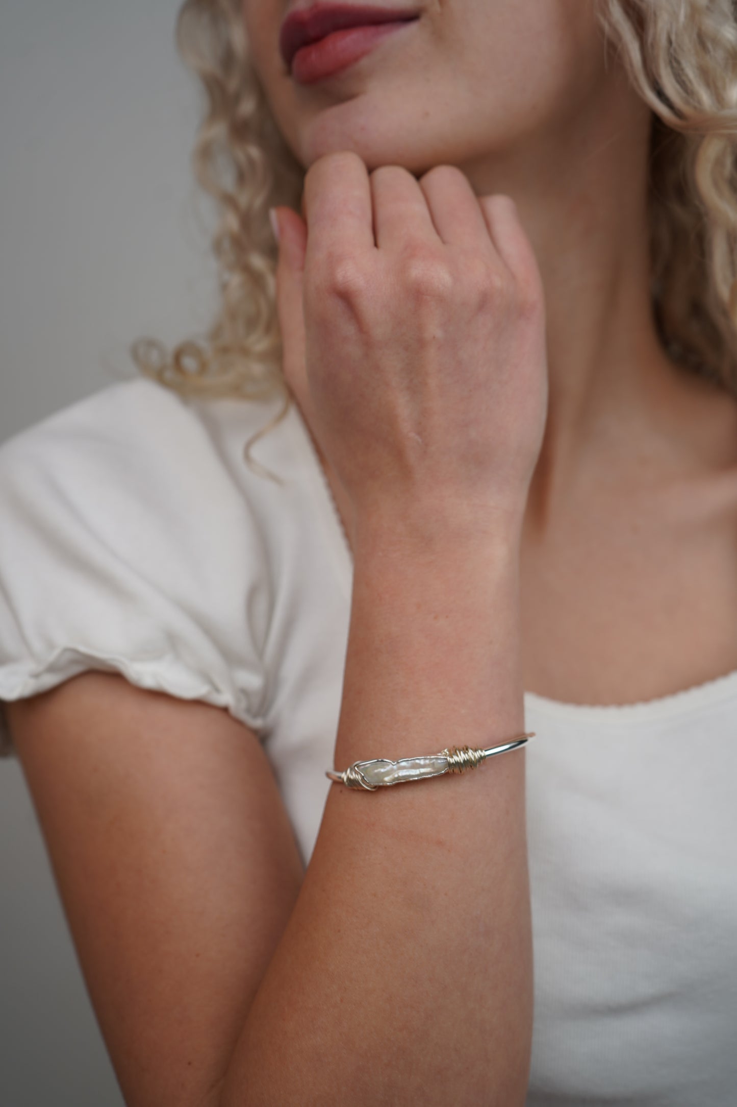 Christina's Pearl Bangle In Silver